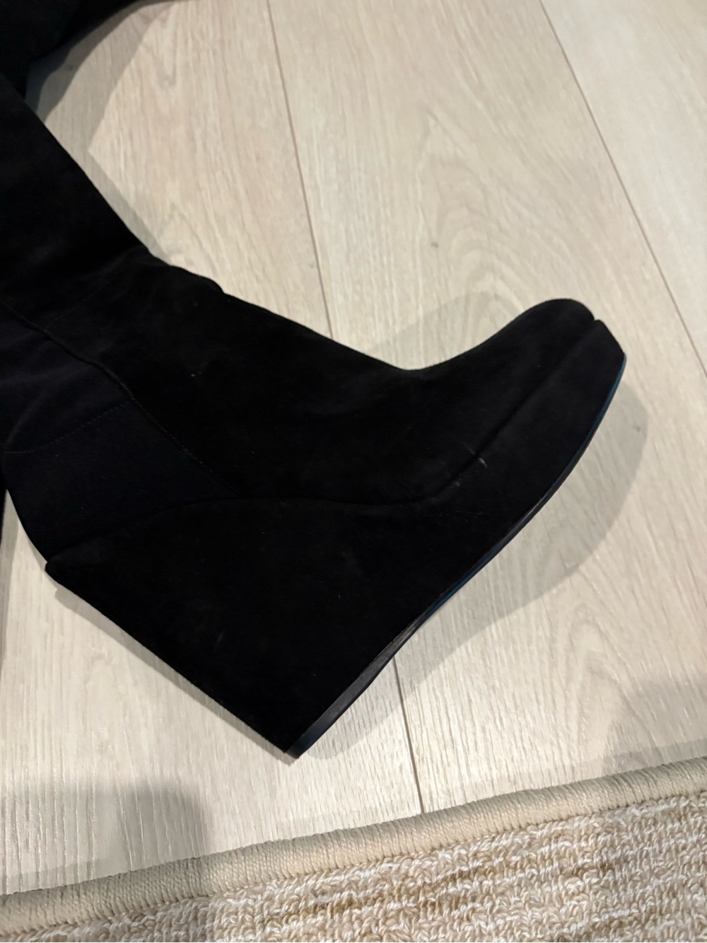 Stuart Weitzman Black Over-the-Knee Wedge Boots - Picture 2 of 9